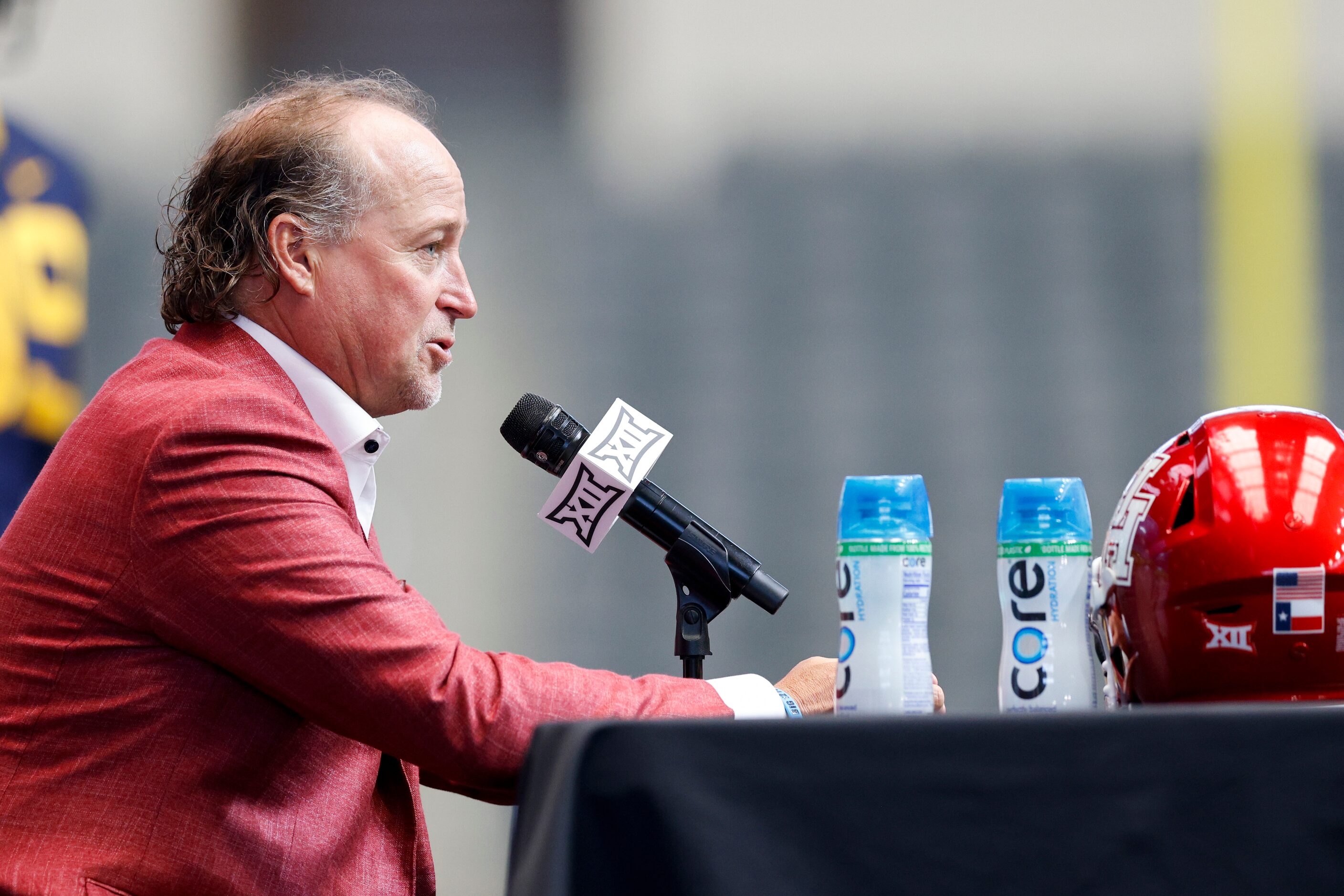 Houston head coach Dana Holgorsen speaks during the Big 12 Media Days at AT&T Stadium,...