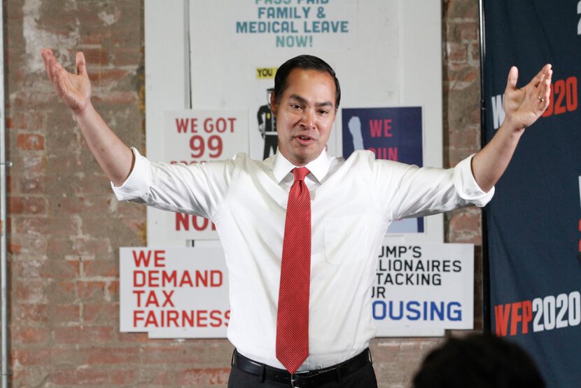 Democratic presidential hopeful Secretary Julian Castro talked to Texas Working Families...