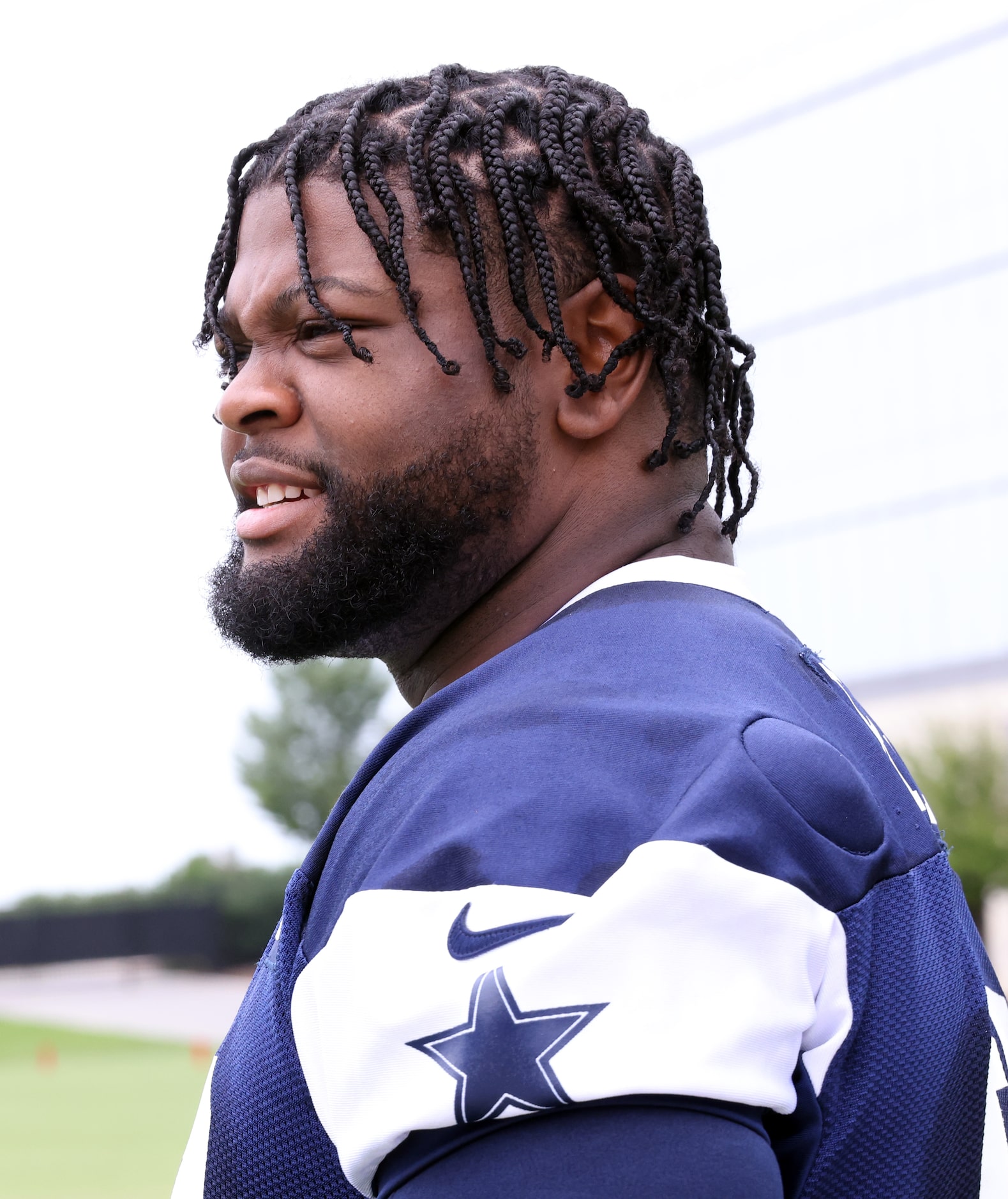 Dallas Cowboys defensive tackle Justin Rogers (96) leaves the field after a practice...