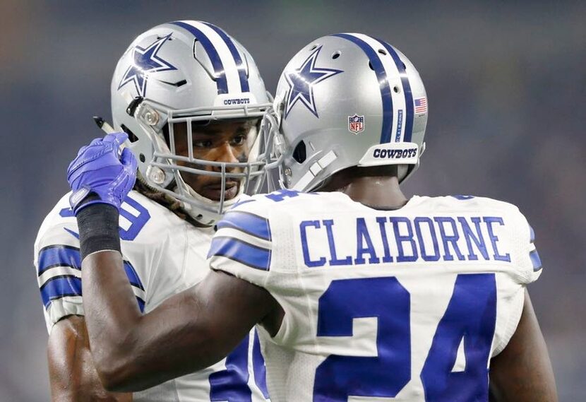 Dallas Cowboys cornerback Brandon Carr (39) and Dallas Cowboys cornerback Morris Claiborne...