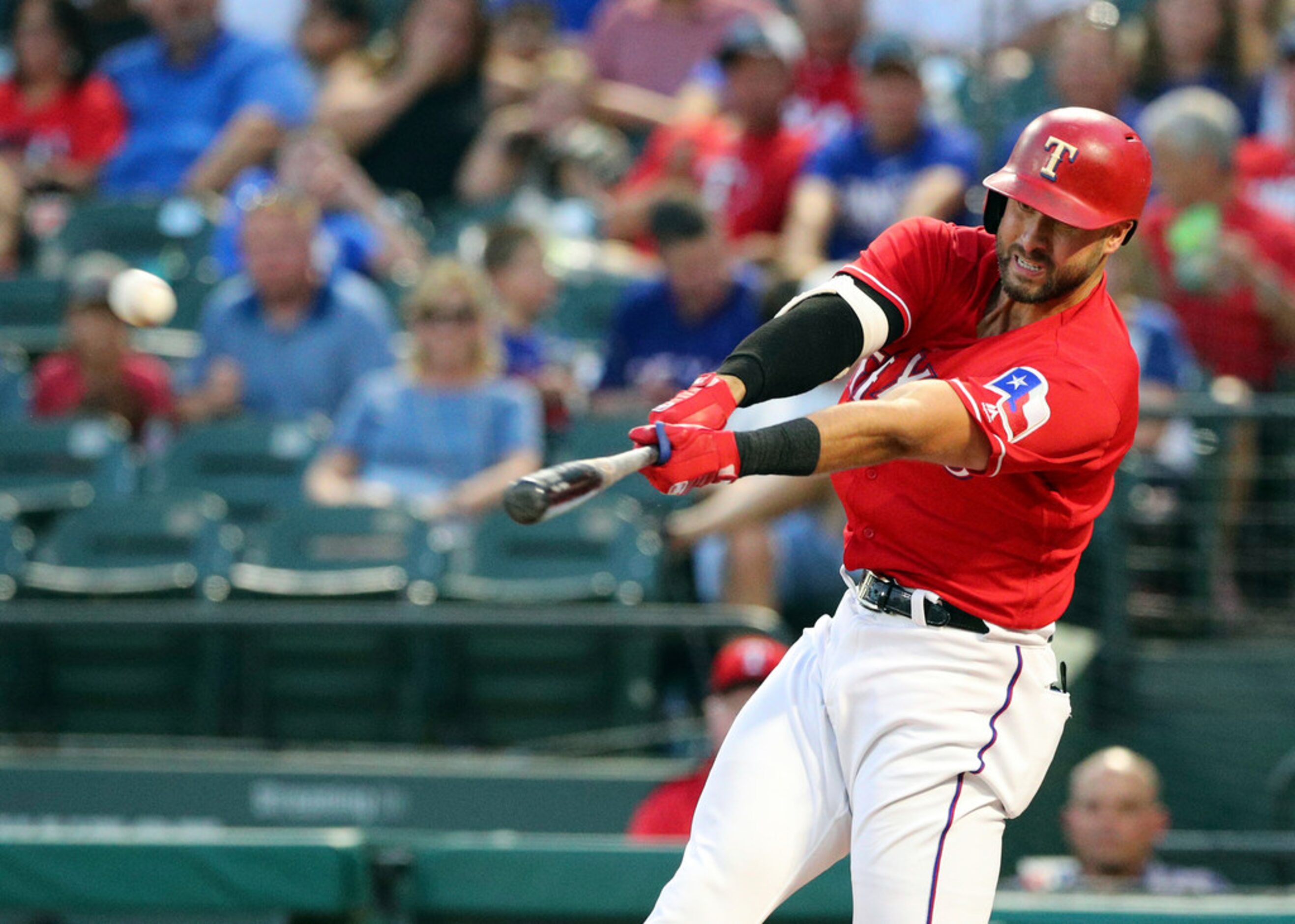 Texas Rangers' Joey Gallo hits a home run against the Baltimore Orioles during the fourth...