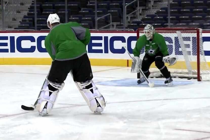 A screengrab from Wednesday's Dallas Stars practice.