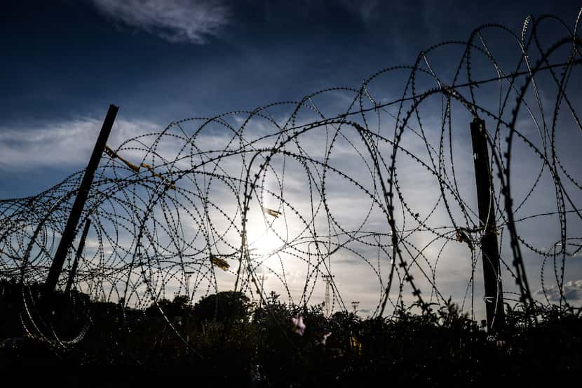Texas has placed more than 42 miles of concertina wire along its southern border, mostly...