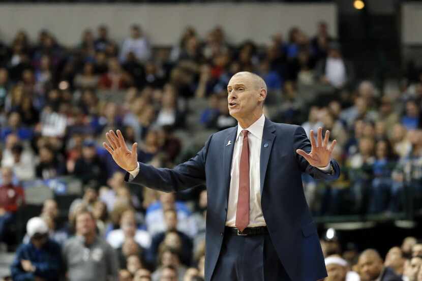 Dallas Mavericks head coach Rick Carlisle motivates his team during an NBA basketball game...