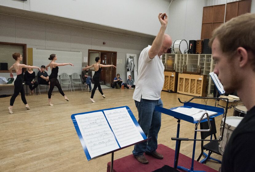 Jon D. Lee conducts the Meadows Percussion Ensemble as Dallas Neo-Classical Ballet dancers...