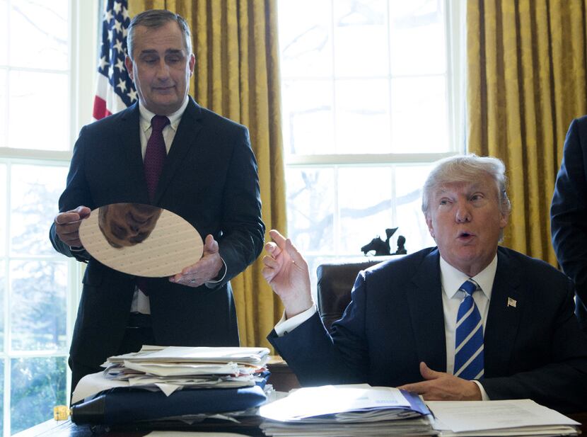 Intel CEO Brian Krzanich joined Trump in the Oval Office, where he announced a $7 billion...