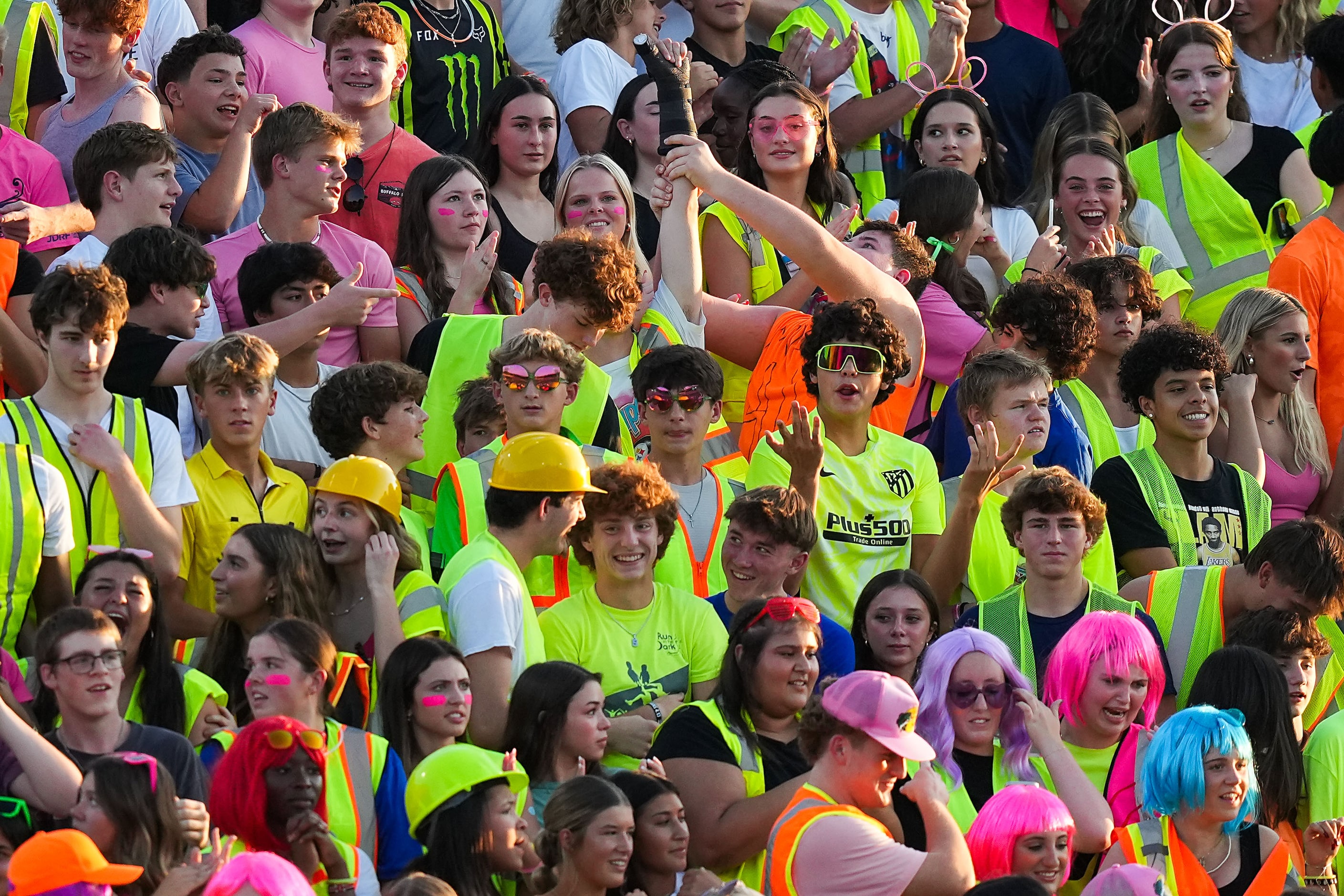 Trophy Club Byron Nelson fans react to a call during the first half of a District 4-6A high...