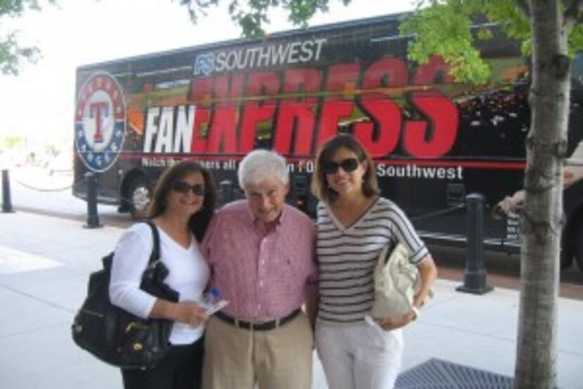  Debbie and Ira Tobolowsky with their friend Randee Hefflefinger at a Texas Rangers game....
