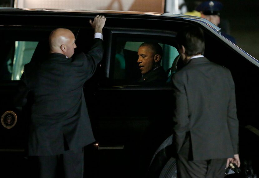  President Obama gets into a presidential limousine at Love Field. (Jae S. Lee/Staff...