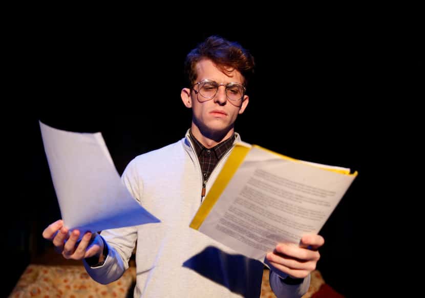 Evan Michael Woods stars as fact-checker Jim Fingal in Stage West's production of "The...