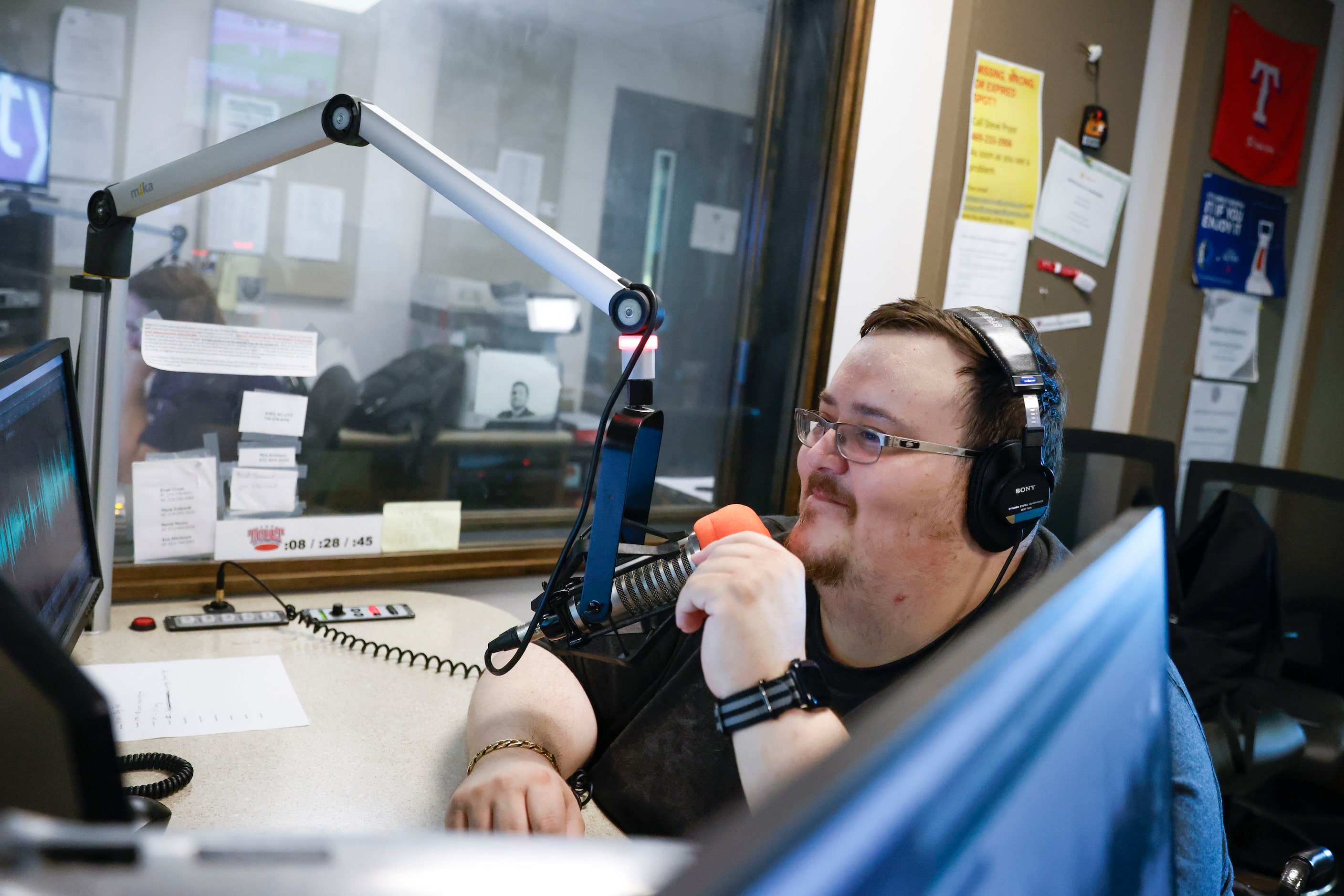  "The Ticket" producer Justin Montemayor, talks during a live segment on, Tuesday, Oct. 1,...