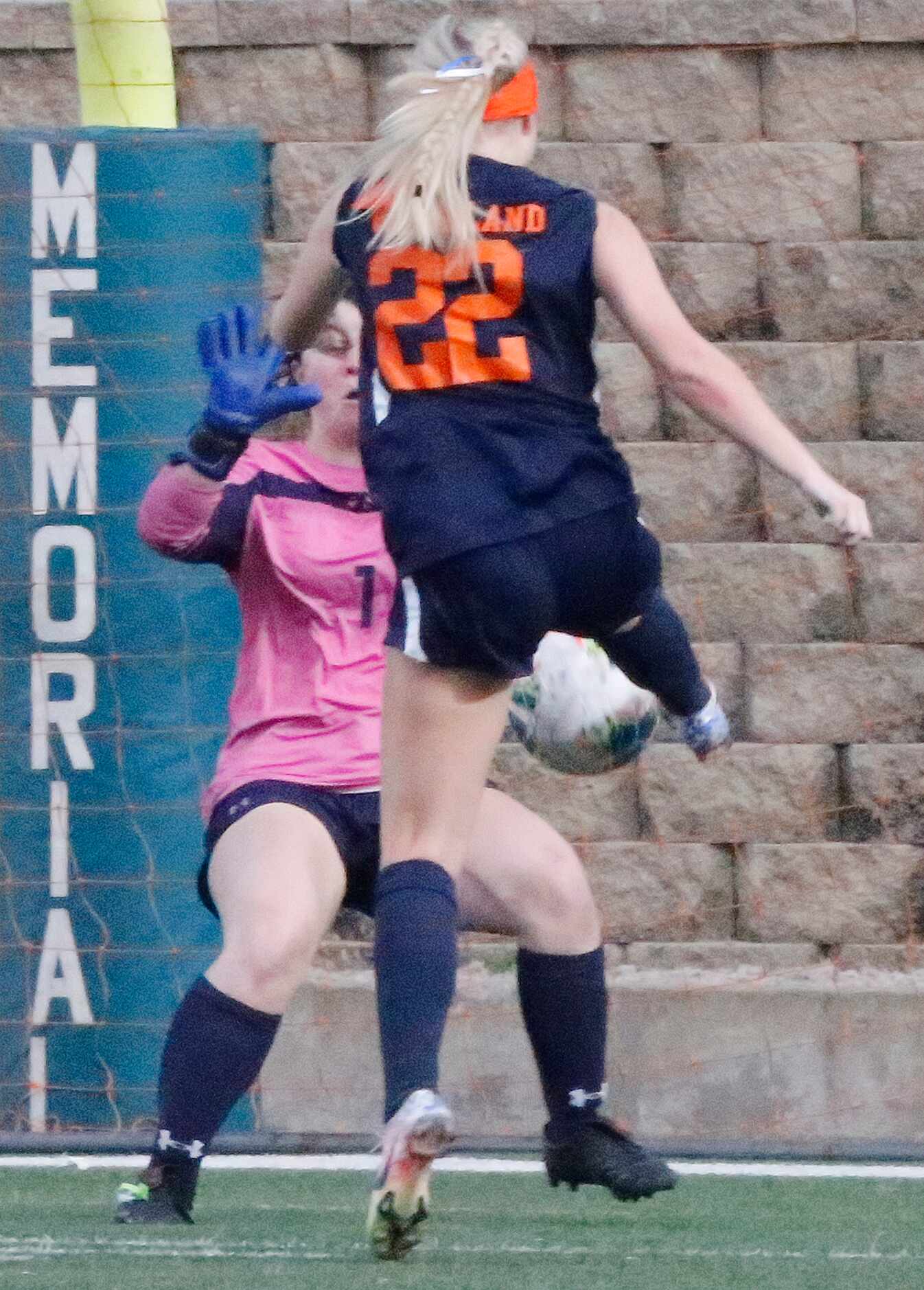 Wakeland midfielder McKenna Jenkins (22) scores the games first goal on Highand Park...