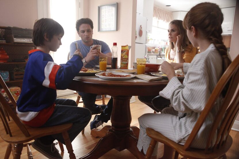 From left: Keidrich Sellati, Matthew Rhys, Keri Russell and Holly Taylor as family members...