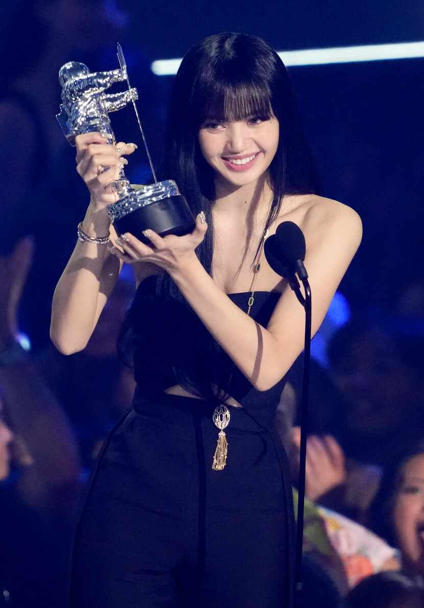 Lisa accept the award for best K-Pop for "Lalisa" at the MTV Video Music Awards at the...