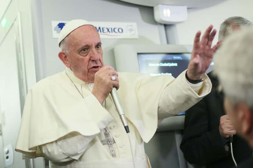  Pope Francis talked to journalists Thursday aboard aÂ flight from Mexico to Italy....