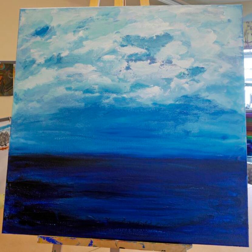 
A unfinished seascape by Dr. Deb McLachlan, a client at The Art Station in Fort Worth...