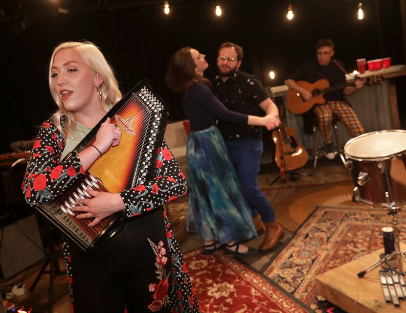 Devin Berg (left), Mindy Bell, Brandon Wilhelm and Benjamin Brown rehearse Ghost Quartet....