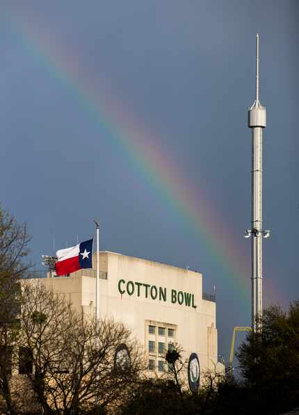 A rainbow stretched over the Cotton Bowl in Fair Park last year. The stadium will host the...