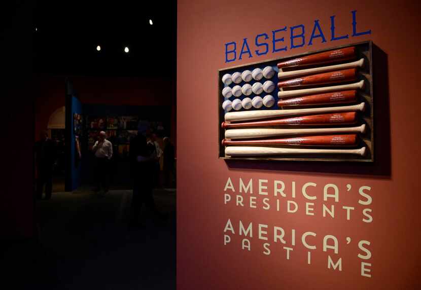 
The entrance to the Baseball: America's Presidents, America's Pastime exhibit at the George...
