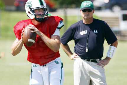 Riley Dodge played quarterback for his father Todd's Southlake Carroll team and then...