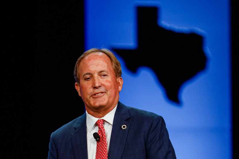 Attorney General of Texas Ken Paxton gives a speech during a general meeting as part of the...