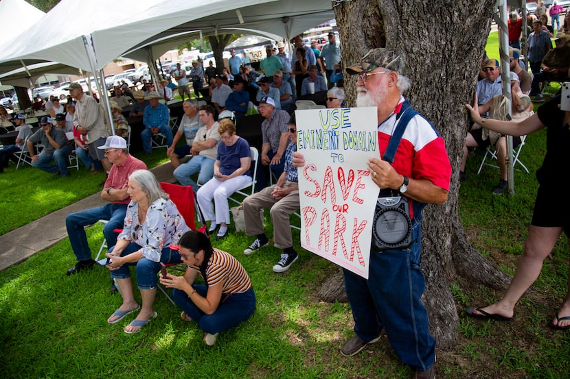 Dennis Walsh, who was a former superintendent at Fairfield State Park, stands in support of...