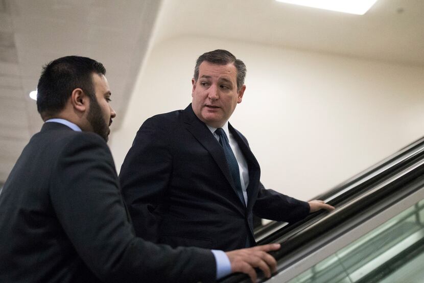 Sen. Ted Cruz, R-Texas, heads to a vote on Capitol Hill on Tuesday.