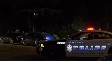 Officers work the scene of a fatal stabbing in the 3800 block of Wendelkin Street early...