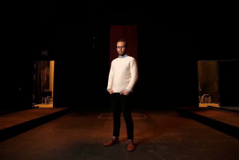 Jake Nice, director of the play, "Slide By," poses for a portrait in the Studio Theatre at...