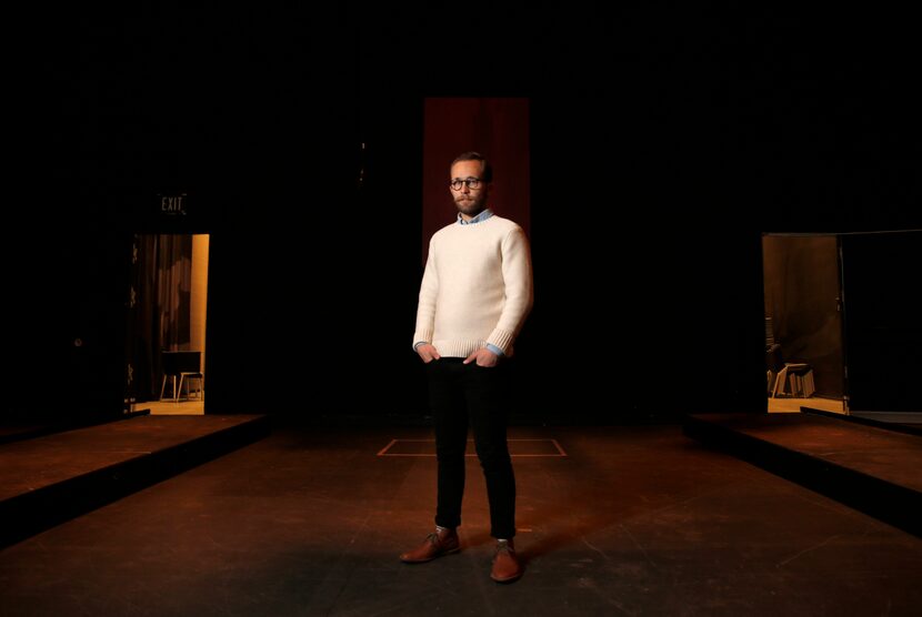 Jake Nice, director of the play, "Slide By," poses for a portrait in the Studio Theatre at...