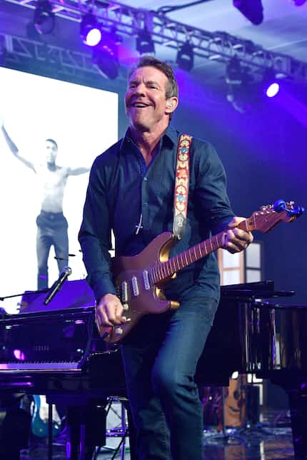Actor/recording artist Dennis Quaid of Dennis Quaid & The Sharks performs onstage during...