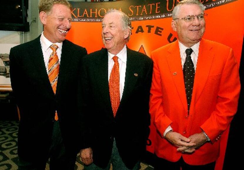 From left: Mike Holder of Oklahoma State University, T. Boone Pickens and then-OSU President...