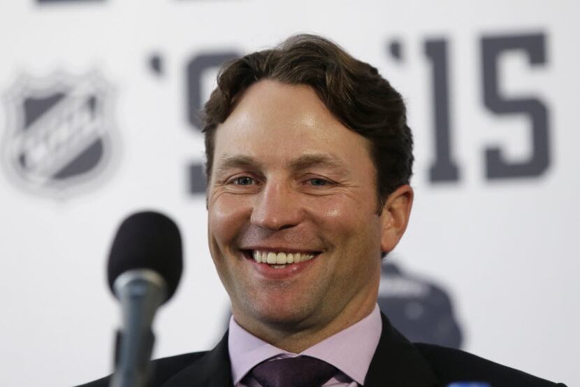 Dallas Stars' Brenden Morrow smiles during his retirement news conference Thursday, March...