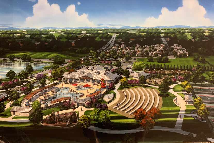 The amenity center in the 1,400-acre Green Meadows community is under construction.