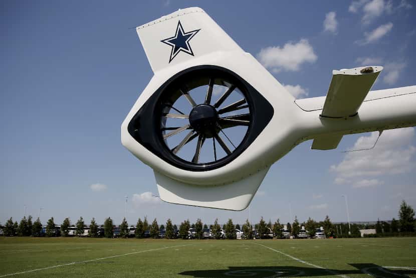 The tail rotor of the Dallas Cowboys' new corporate helicopter.
