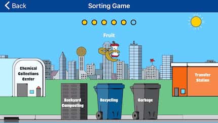 The sorting game inside the Dallas Sanitation Services app teaches users what materials are...