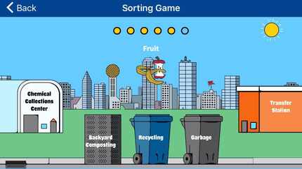 The sorting game inside the Dallas Sanitation Services app teaches users what materials are...