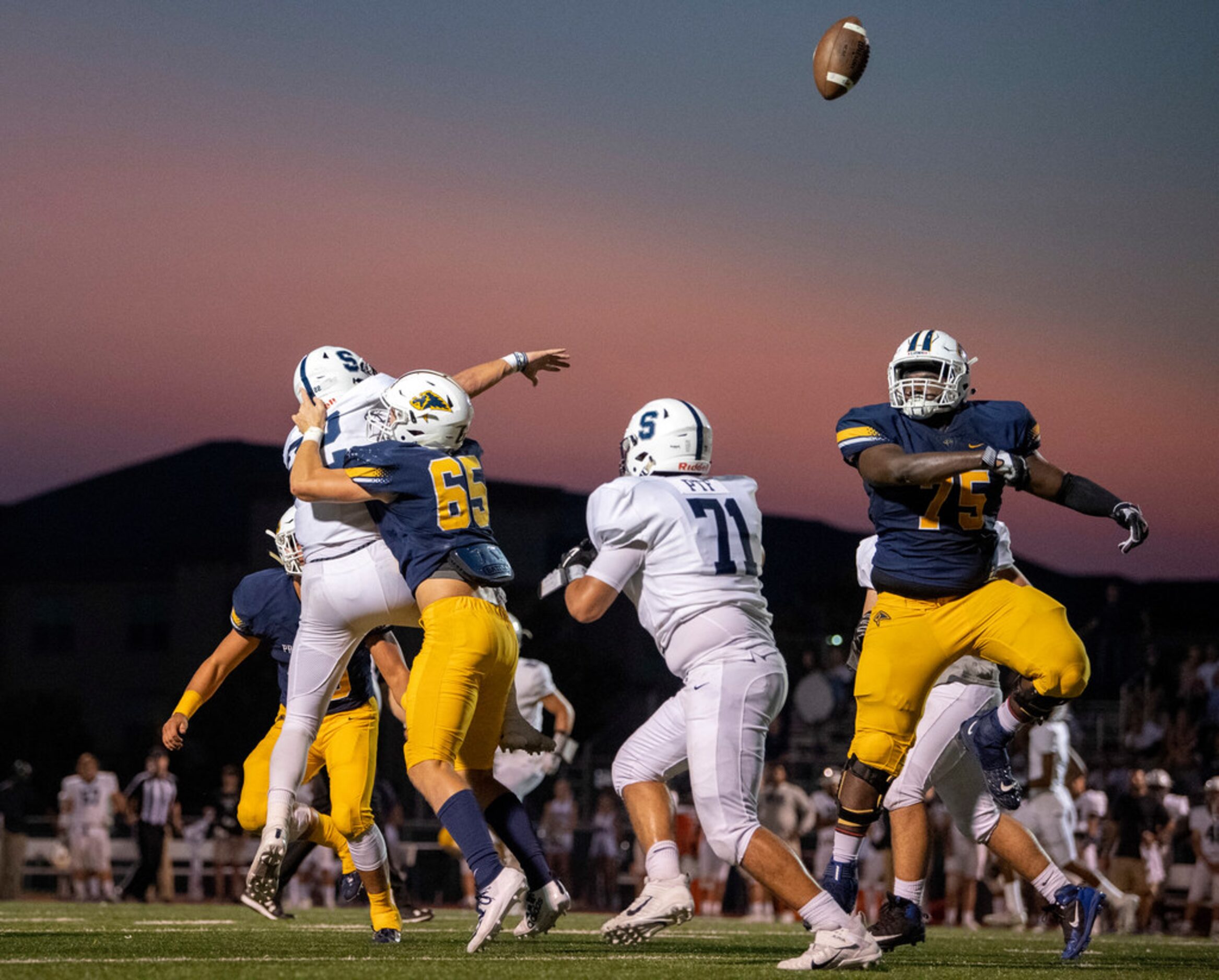 Plano Prestonwood Christian defensive linemen and Fort Worth All Saints offensive lineman...