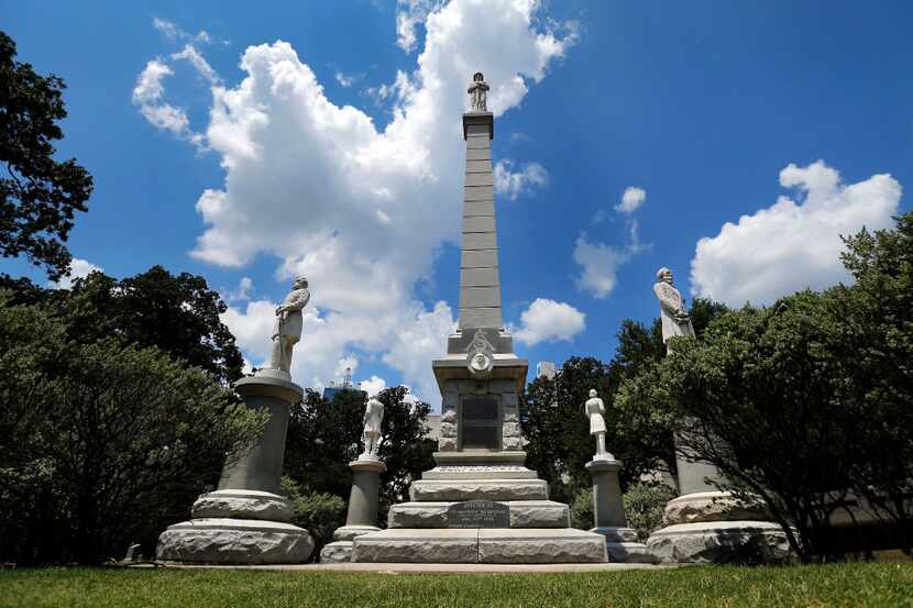 The Confederate Memorial is pictured at Pioneer Park in downtown Dallas, Tuesday, July 18,...