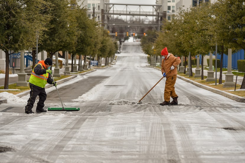 Staff at Cook Children's Medical Center clean up after 2024 winter weather.