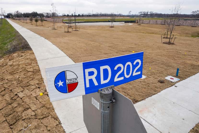 A sign marks the southeast corner of FM 543 and County Road 202 in McKinney on Friday, Feb....