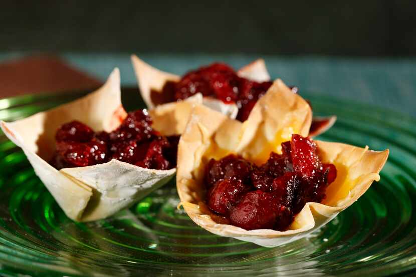 Baked Cheese Tarts with Hot Cranberry Jam, photographed October 31, 2012.  (Evans...