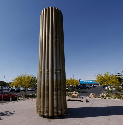 A memorial for the 23 shooting victims stands in the parking lot of the El Paso Cielo Vista...