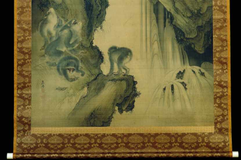 Shibata
Zeshin,
Japanese
(1807–1891)
Waterfall
and
Monkeys,
c.
1872
Hanging
scroll;
ink
and...