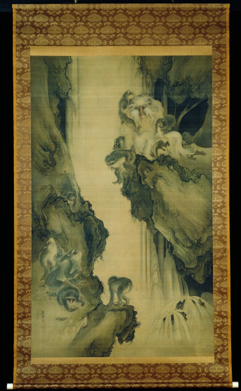 Shibata
Zeshin,
Japanese
(1807–1891)
Waterfall
and
Monkeys,
c.
1872
Hanging
scroll;
ink
and...