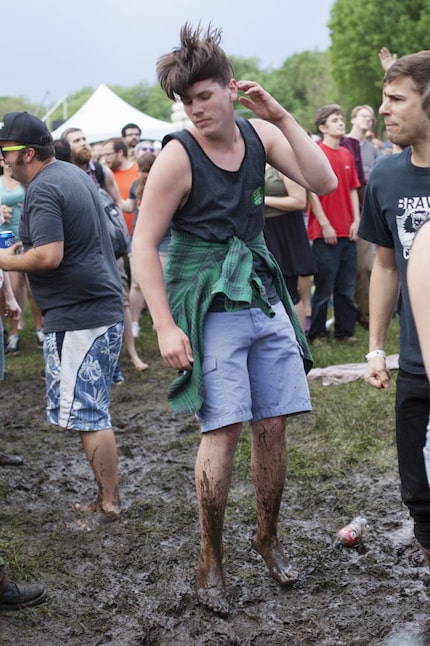 A fan dances during Brave Combo's set at the Denton Arts and Jazz Festival on Sunday, April...