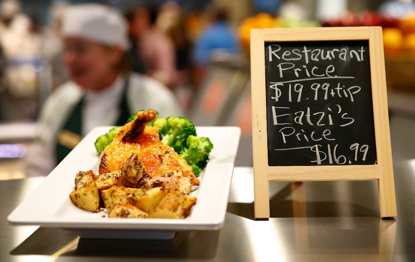 A chalkboard advertises a chicken dinner for $16.99. That's more than you might pay for...