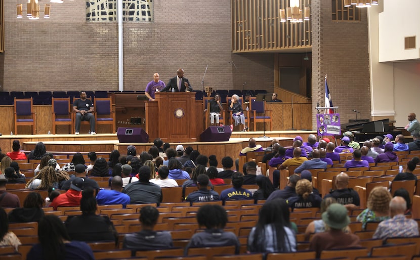 College president Michael Sorrell spoke Sept. 4 during a vigil to honor slain Officer Darron...