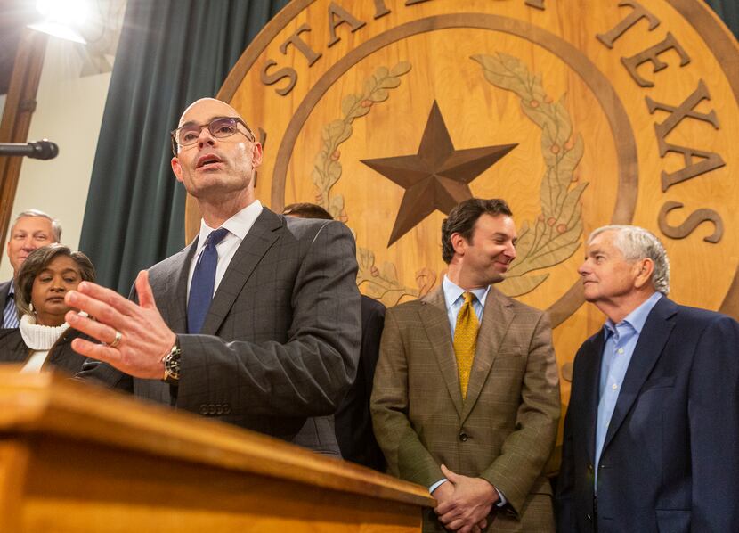 At Bonnen's announcement Monday that he has the votes to become speaker, standing behind him...