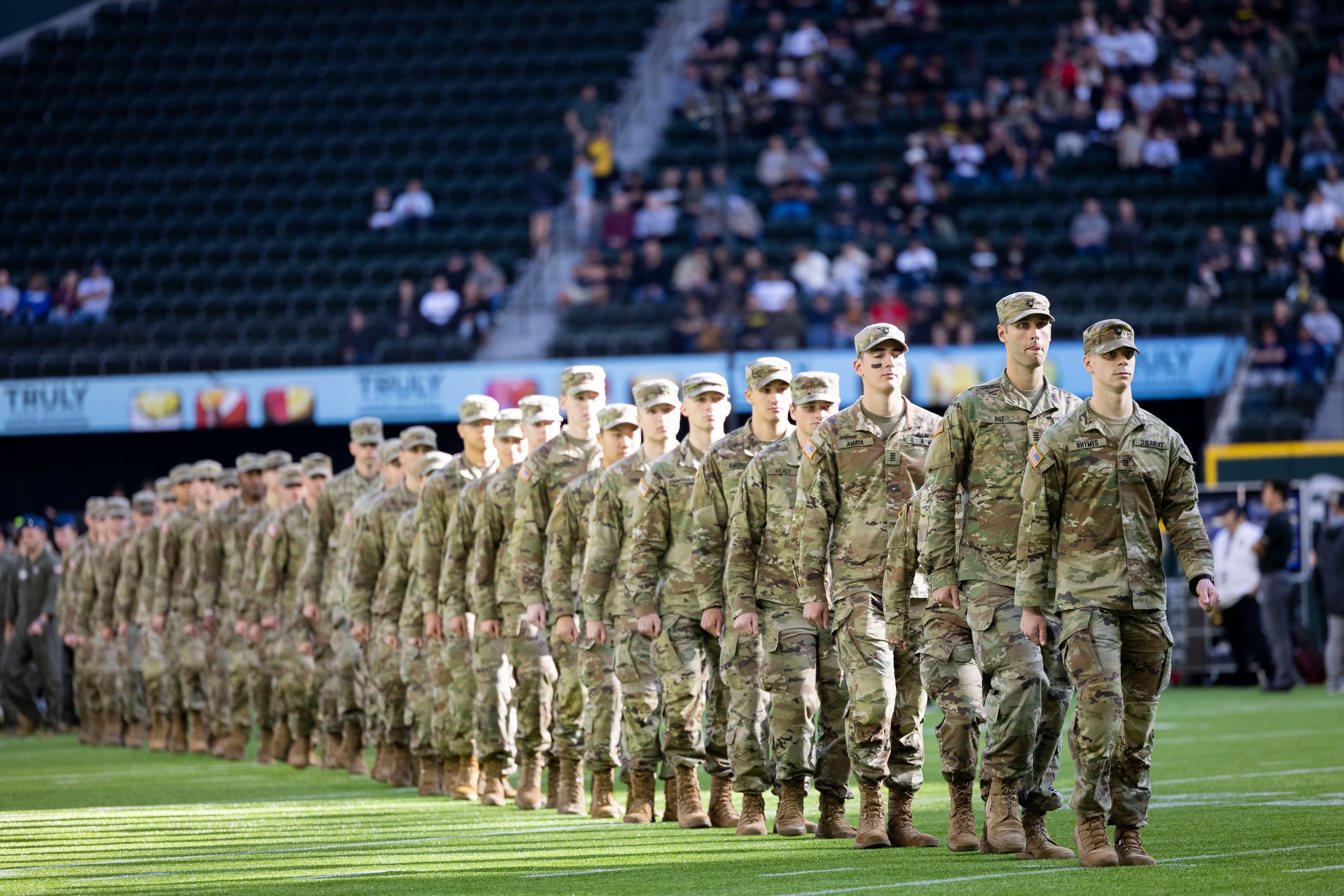 Army cadets line the field before the 2021 Lockheed Martin Commanders’ Classic, presented by...